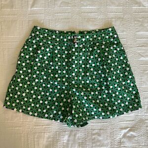 Maeve Geometric Green High Waist Shorts